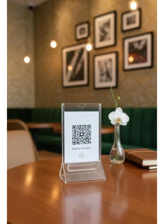 ستاند عرض أكريليك شفاف مقاس 12 × 6 سم – حامل قائمة أسعار أو منيو – مناسب للكافيهات والمطاعم والمكاتب – تصميم أنيق وسهل الاستخدام - Image 2